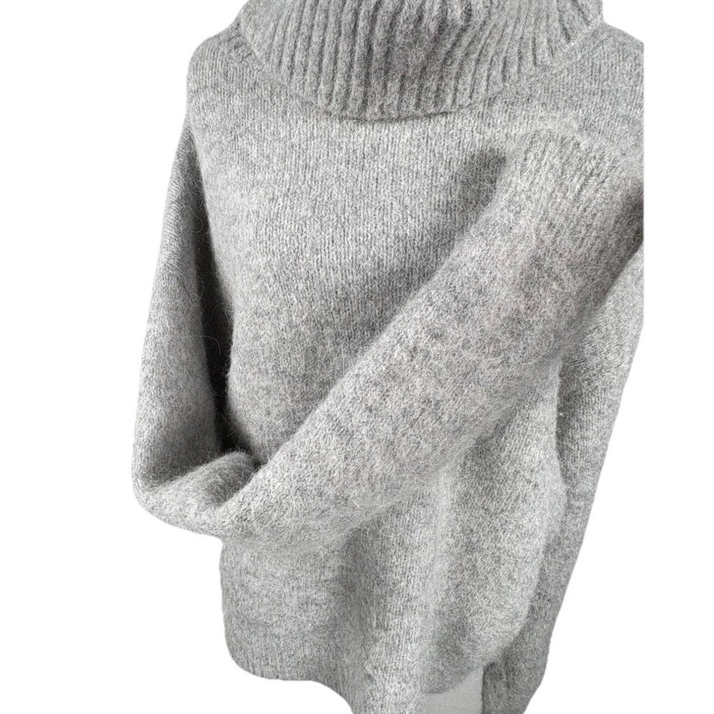 UGG Oversized Sweater Turtleneck XL Gray Soft Fuzzy Lagenlook Luxury Alpaca Wool - Picture 4 of 10
